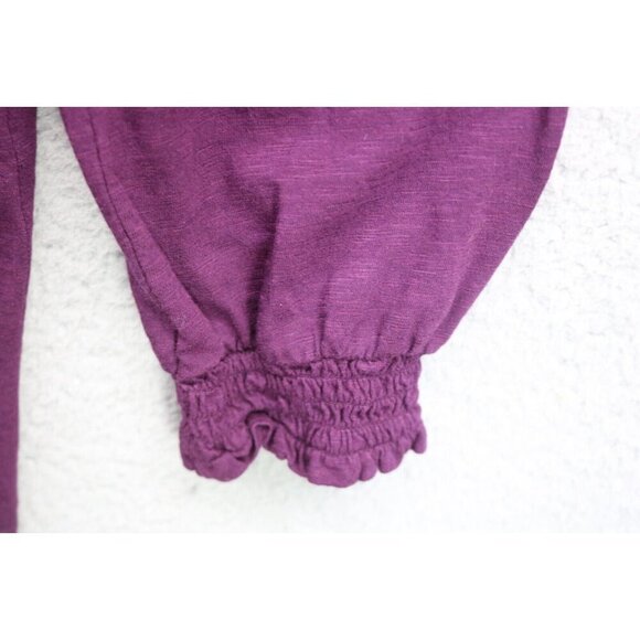 J.Jill Purple Smocked Shoulder Button Down Blouse-Size Medium - Picture 7 of 7